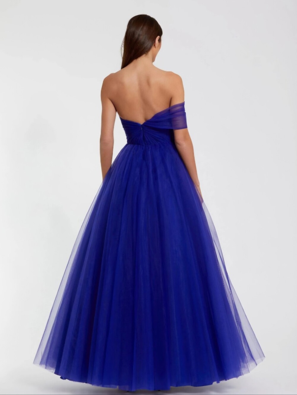Mac Duggal 68713 Strapless Royal Blue Tulle Ball Gown Sz 8 - Picture 2 of 3